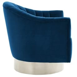 Cortina Swivel Accent Chair In Blue/Silver -Chic Furniture Shop 403 433BLU 1 2