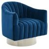 Cortina Swivel Accent Chair In Blue/Silver -Chic Furniture Shop 403 433BLU 3 2