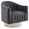 Cortina Swivel Accent Chair In Grey/Silver