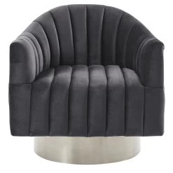Cortina Swivel Accent Chair In Grey/Silver -Chic Furniture Shop 403 433GY 7