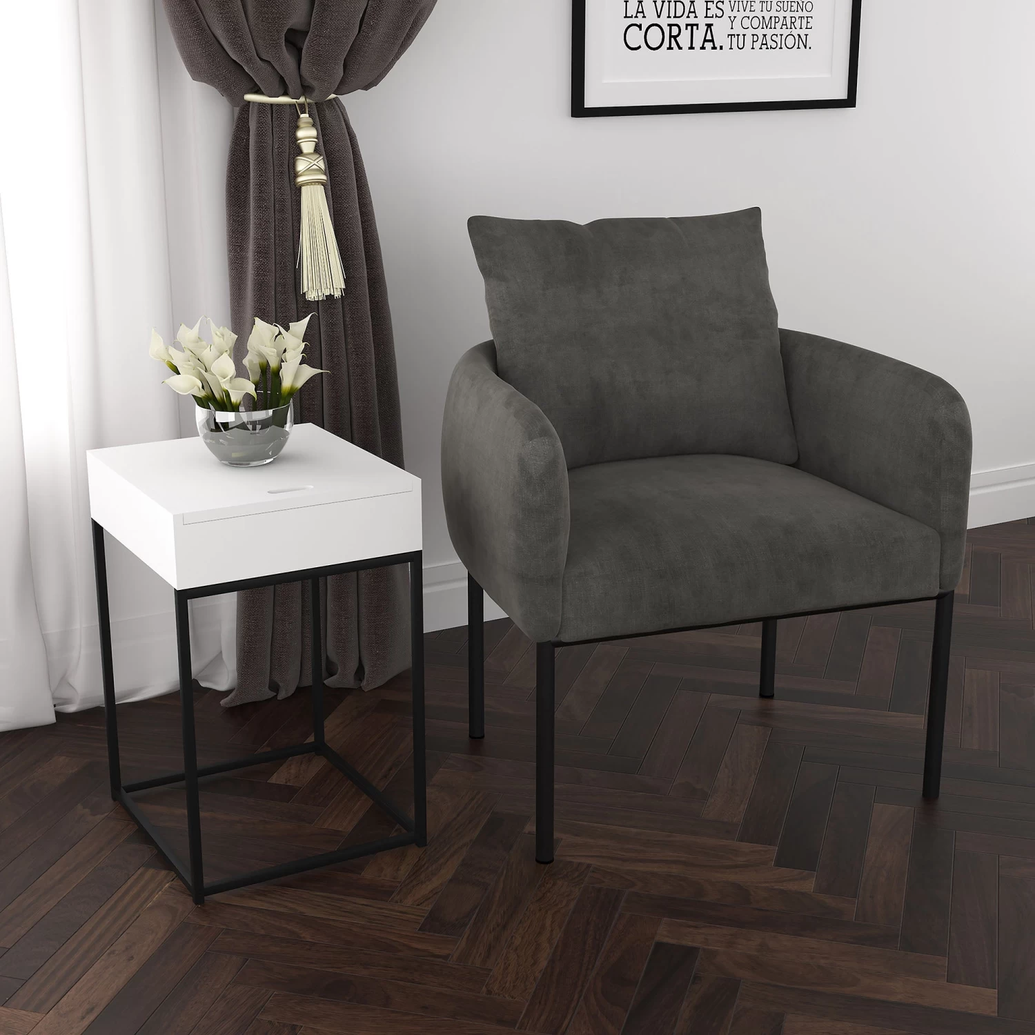Bennett Accent Chair - Charcoal 4 Bennett Accent Chair - Charcoal - Image 2