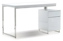 Span Desk 47" With File Cabinet - High Gloss White