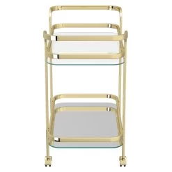 Zedd 2 Tier Bar Cart - Polished Gold -Chic Furniture Shop 556 218BR 3