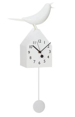 Motion Birdhouse Clock With Removable Pendulum - White