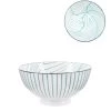 Kiri Porcelain 6" Medium Bowl - Teal Linear Leaf -Chic Furniture Shop 910549ZZ 2