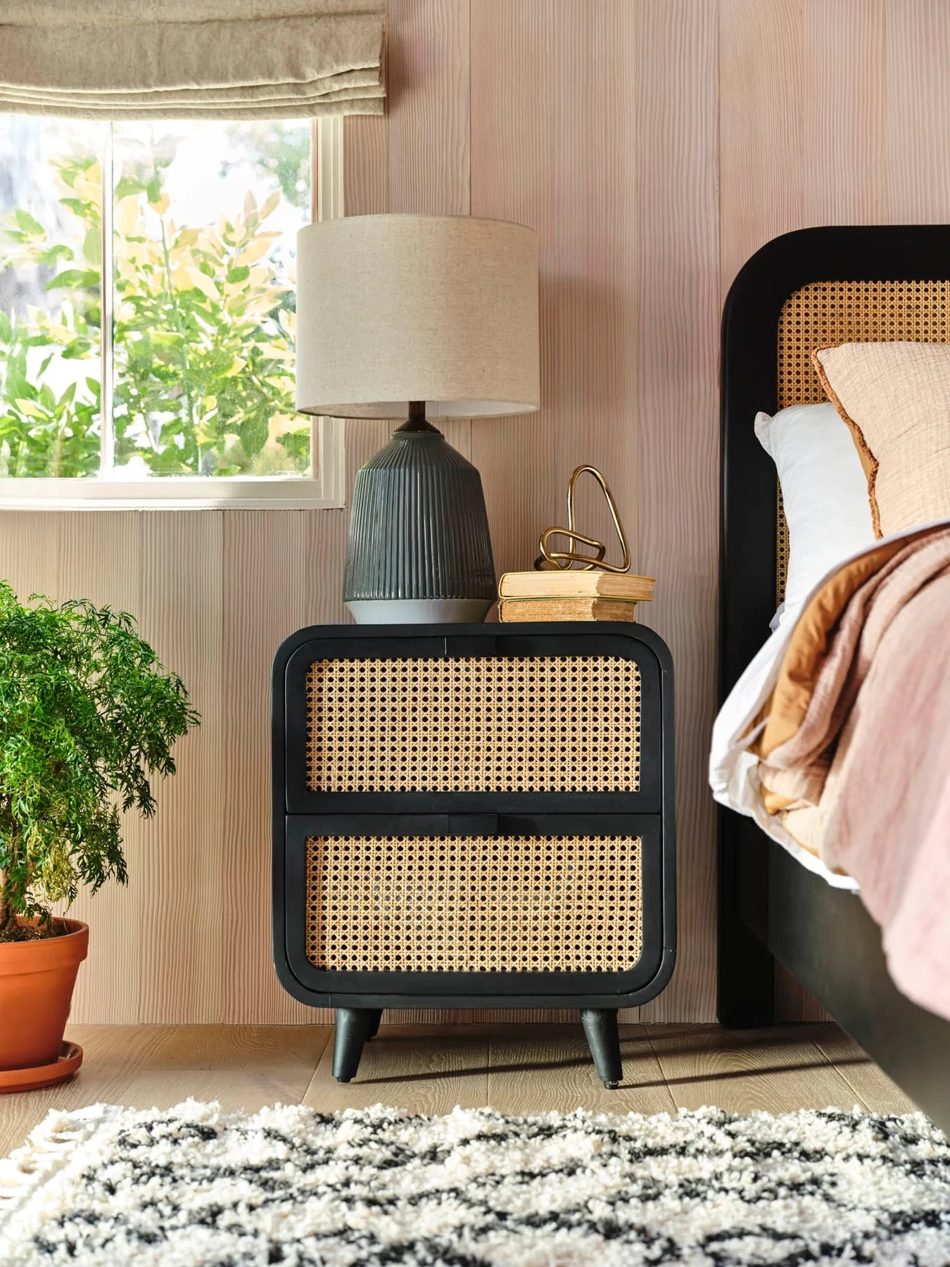 Cane Oval Two Drawer Night Stand 4 Cane Oval Two Drawer Night Stand - Image 2