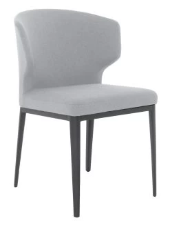 Bow Fabric Dining Chair - Light Grey With Black Metal Base