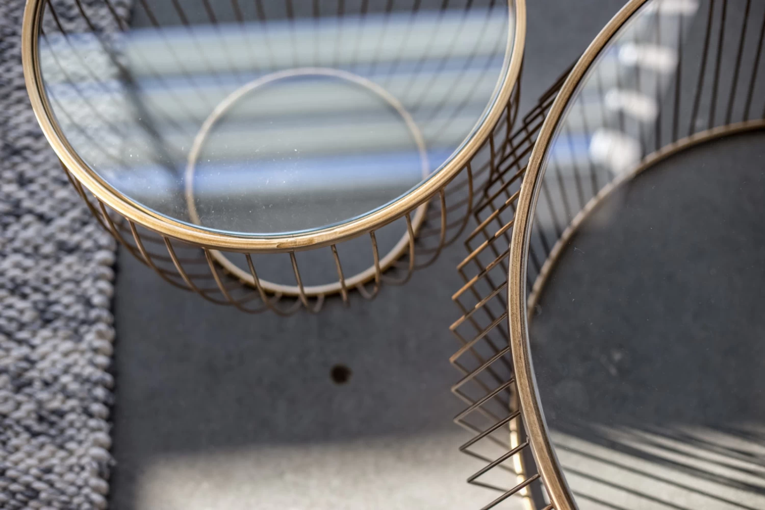 Cyclone Glass New Gold Accent Tables - Set Of 2 5 Cyclone Glass New Gold Accent Tables - Set Of 2 - Image 3