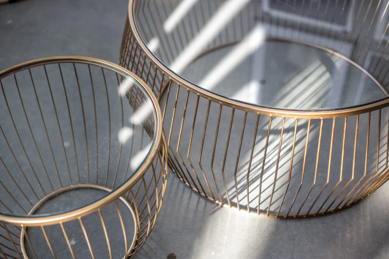 Cyclone Glass New Gold Accent Tables - Set Of 2 6 Cyclone Glass New Gold Accent Tables - Set Of 2 - Image 4