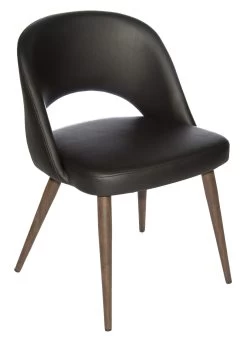 Harry Dining Chair - Black With Walnut Legs