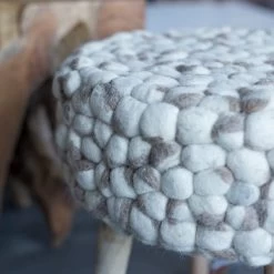 Bohemian Stool Felted Wool - Cream -Chic Furniture Shop IMG 9577
