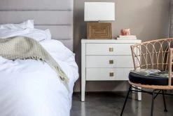 Katherine Accent Table – 3 Drawer Dresser – White 14 Katherine Accent Table – 3 Drawer Dresser – White -Chic Furniture Shop Justin Bed Hara 3 drawer dresser Calabria barrel chair Laval table lamp 2 scaled e1588297871552