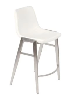 Rocket Counter Stool - White With Stainless Steel