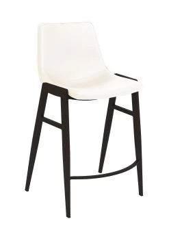 Rocket Counter Stool - White With Matte Black Powder Coated