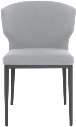 Bow Fabric Dining Chair - Light Grey With Black Metal Base -Chic Furniture Shop N0178 17 N0178B BK 2