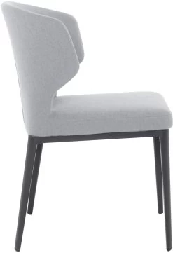 Bow Fabric Dining Chair - Light Grey With Black Metal Base -Chic Furniture Shop N0178 17 N0178B BK 3