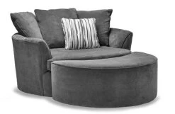 Robson Chair & Ottoman In Charcoal - Custom Made