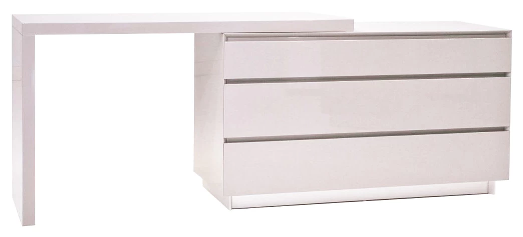 Savvy Glass Top Extension Desk - High Gloss White 3 Savvy Glass Top Extension Desk - High Gloss White