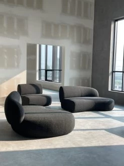 Moritz Sectional 3-Piece Chaise Facing Left In Licorice Boucle -Chic Furniture Shop SELMORILICO3PCS 3