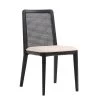 Cane Dining Chair - Oyster Linen/Black Frame