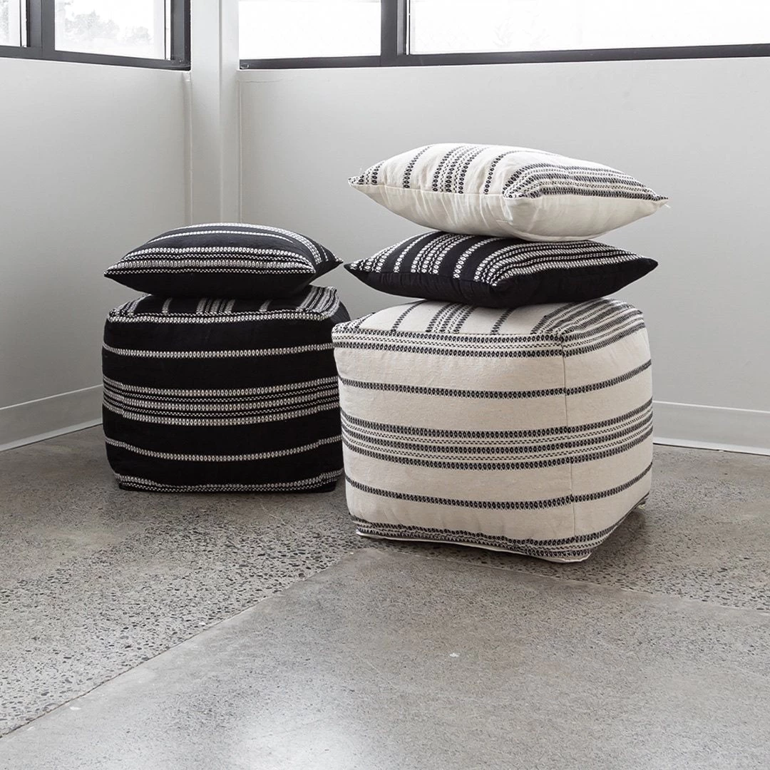 Barcelona Pouf – Black Stripe 5 Barcelona Pouf – Black Stripe - Image 3