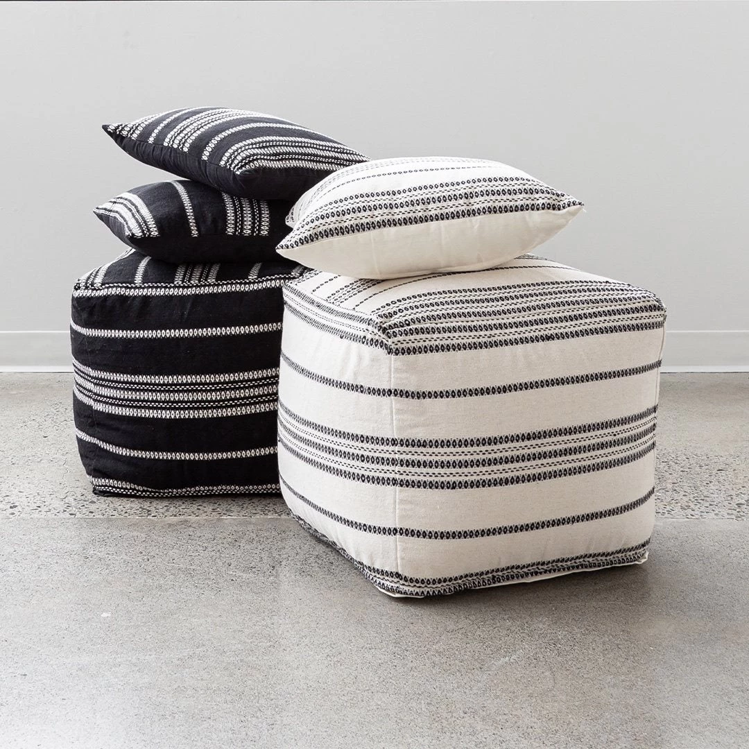 Barcelona Pouf – Black Stripe 6 Barcelona Pouf – Black Stripe - Image 4