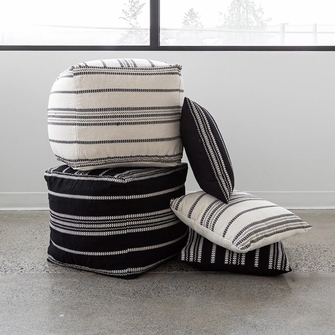 Barcelona Pouf – Black Stripe 4 Barcelona Pouf – Black Stripe - Image 2