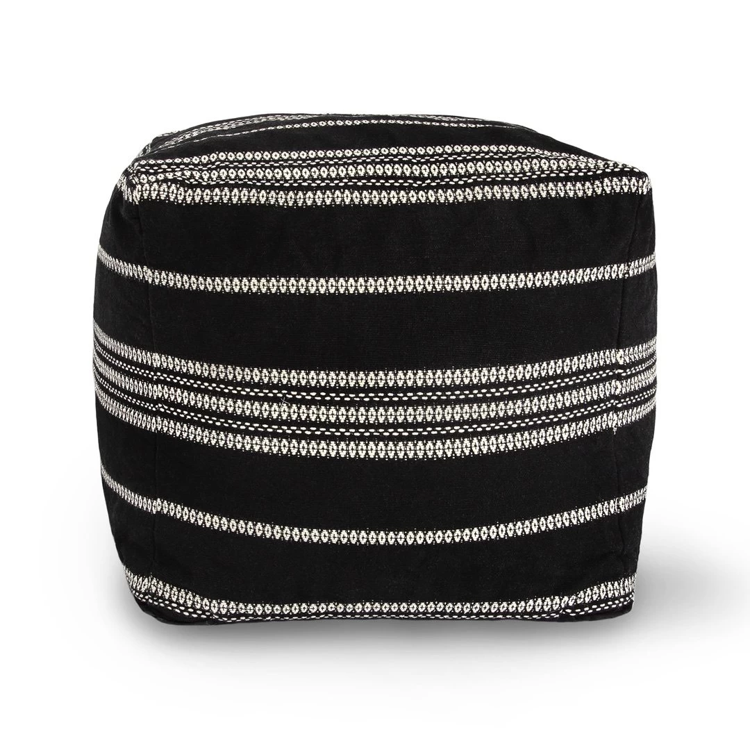 Barcelona Pouf – Black Stripe 3 Barcelona Pouf – Black Stripe