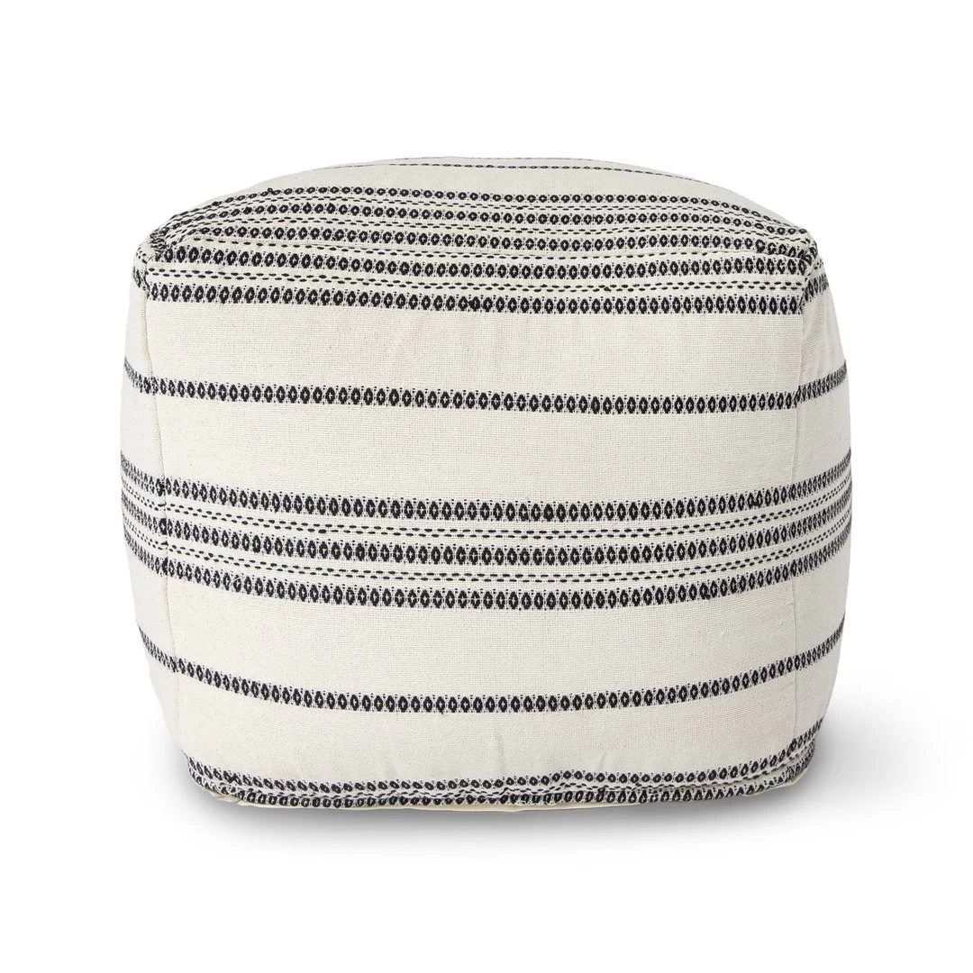 Barcelona Pouf – White Stripe 3 Barcelona Pouf – White Stripe