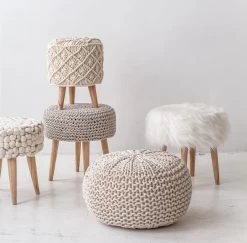 Bohemian Knit Pouf -Chic Furniture Shop bohemian pouf knit 3