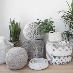 Bohemian Yarn Pouf -Chic Furniture Shop bohemian pouf yarn 2