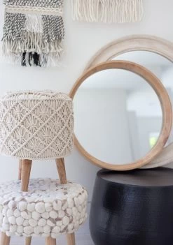 Bohemian Stool Felted Wool - Cream -Chic Furniture Shop bohemian stool felted wool cream 2 1