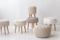 Bohemian Stool Felted Wool - Cream -Chic Furniture Shop bohemian stool felted wool cream 3
