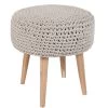Bohemian Macrame Stool - Light Grey -Chic Furniture Shop bohemian stool macrame light grey 1