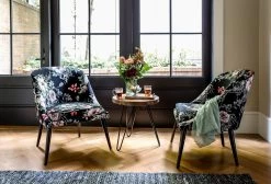 Natura Round Hairpin Side Table -Chic Furniture Shop bree chair floral hairpin accent table braided rug slate