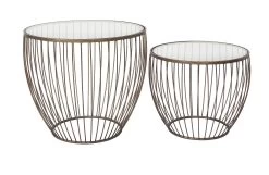 Cyclone Glass New Gold Accent Tables - Set Of 2