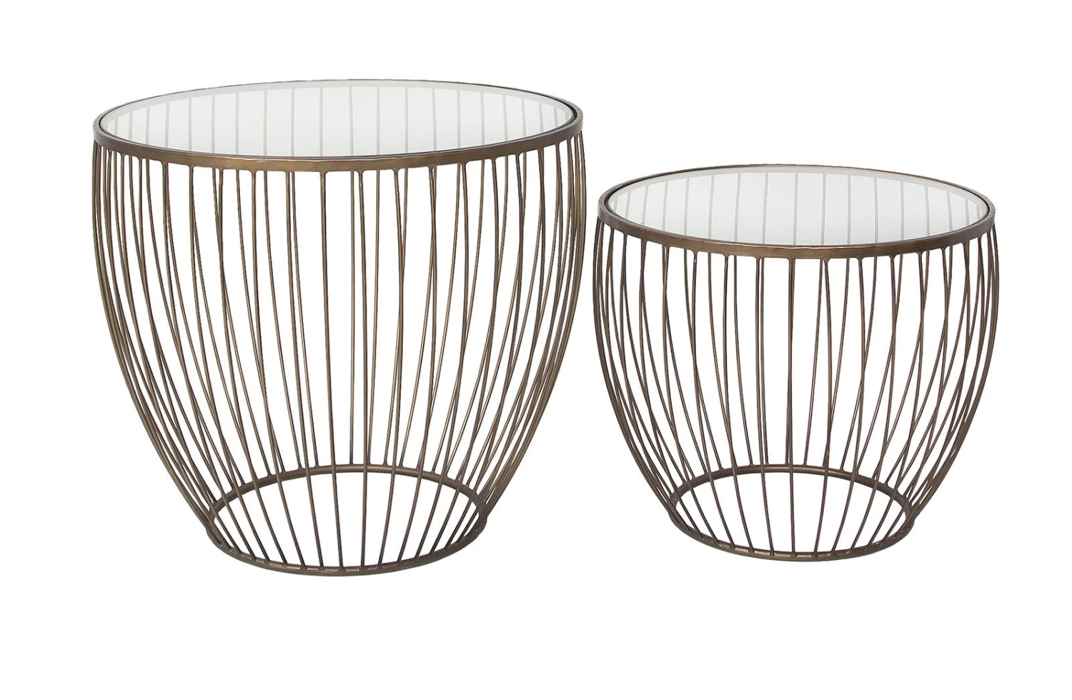 Cyclone Glass New Gold Accent Tables - Set Of 2 3 Cyclone Glass New Gold Accent Tables - Set Of 2