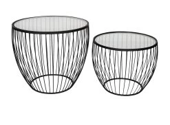 Cyclone Glass Matte Black Accent Tables - Set Of 2
