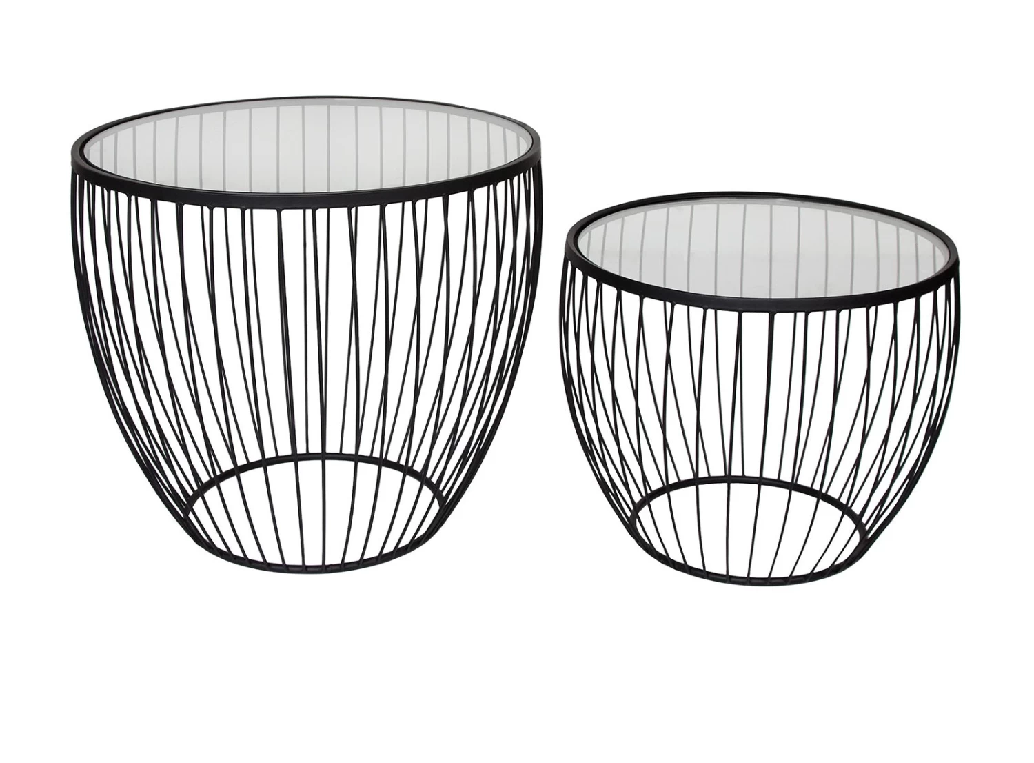 Cyclone Glass Matte Black Accent Tables - Set Of 2 3 Cyclone Glass Matte Black Accent Tables - Set Of 2