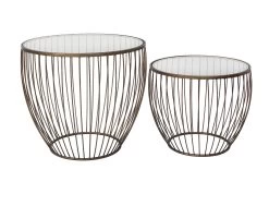 Cyclone Glass Gold Accent Tables - Set Of 2