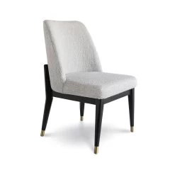 Fawcett Dining Chair – Taupe Boucle/Black Base