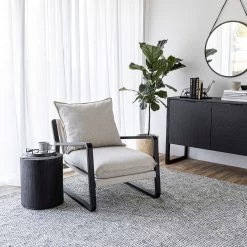 Finn Sling Chair - Black Frame - Cream -Chic Furniture Shop fin 004 ls 3