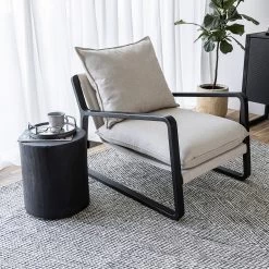 Finn Sling Chair - Black Frame - Cream -Chic Furniture Shop fin 004 nov 041 ls 1