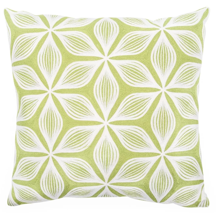 Geometric Floral Embroidered Cushion - Green 3 Geometric Floral Embroidered Cushion - Green