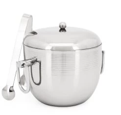 Linear Curve Double Wall Ice Bucket W/ Tongs