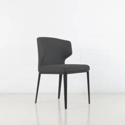 Bow Fabric Dining Chair - Light Grey With Black Metal Base -Chic Furniture Shop n0178 15 2darkgrey