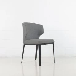 Bow Fabric Dining Chair - Light Grey With Black Metal Base -Chic Furniture Shop n0178 18 2warmgrey