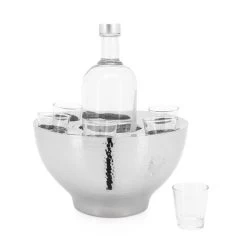 Kiro Hammered Vodka Chiller Set W/ Glasses