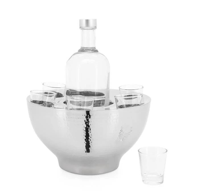 Kiro Hammered Vodka Chiller Set W/ Glasses 3 Kiro Hammered Vodka Chiller Set W/ Glasses