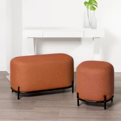 Pender Pin Leg Upholstered Stool - Orange -Chic Furniture Shop o2